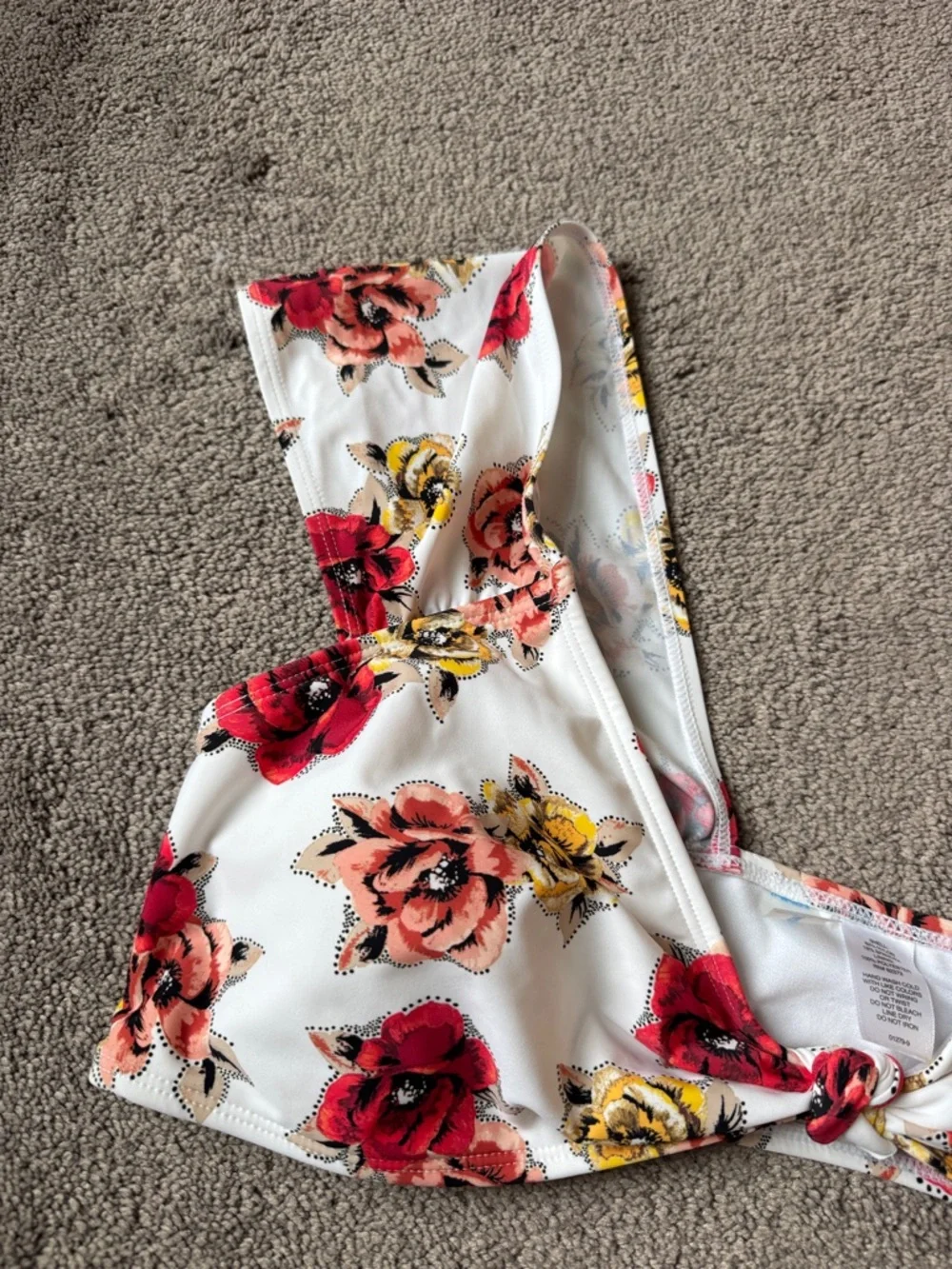 Decree White Floral Bikini Top Twist Front Wide Strap Bralette Swim SIZE XXL